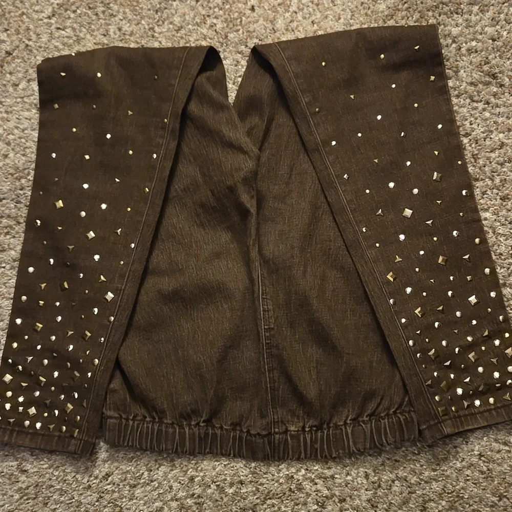 DG2 Brown Embellished Jeans - Picture 3 of 5